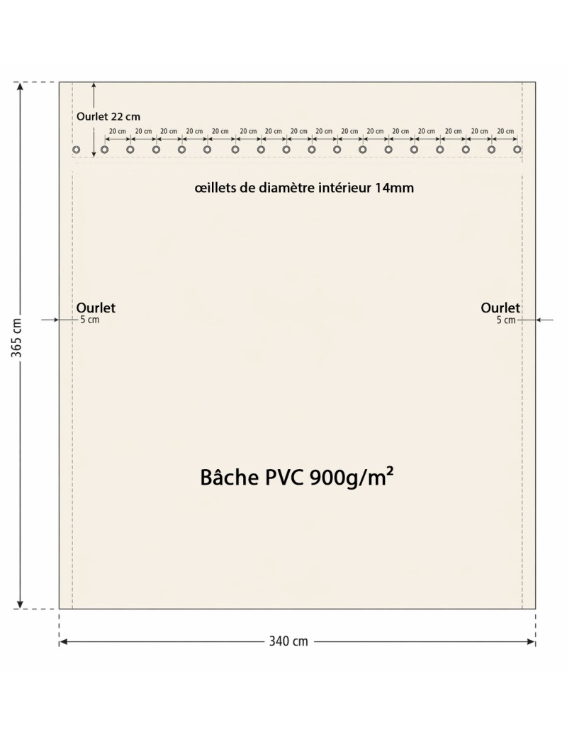 Bâche terrasse pour enrouleur - 202604PS016