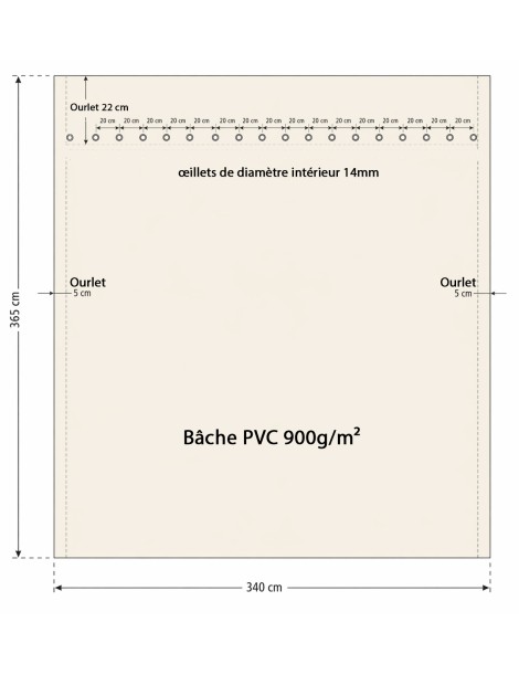 Bâche terrasse pour enrouleur - 202604PS016